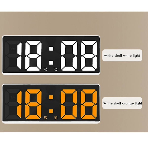 Digitalt Vækkeur Simpelt LED Ur Stor Skærm Digitalt Ur Soveværelse Sengelampe Orange