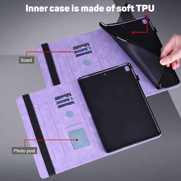 För Amazon Fire Max 11 Pu Läder Case Korthållare Mönstertryckt Stativ Cover Purple