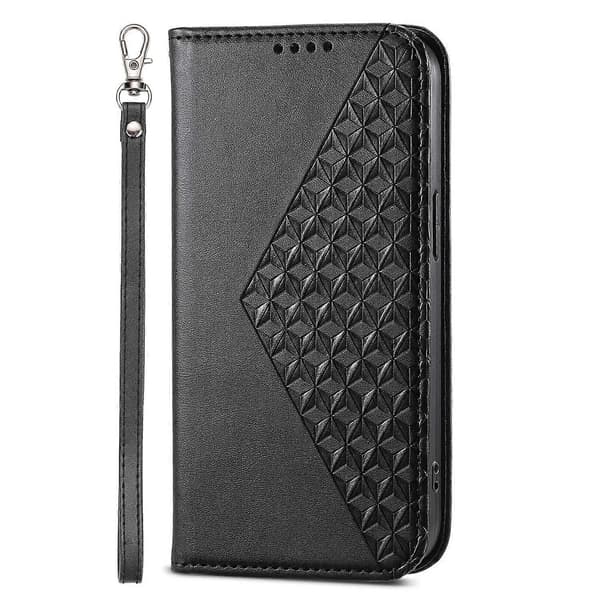 För Xiaomi Redmi Note 13 Pro+ 5G Läderfodral Plånbok Flipskydd Rombmönster - Multicolor Black