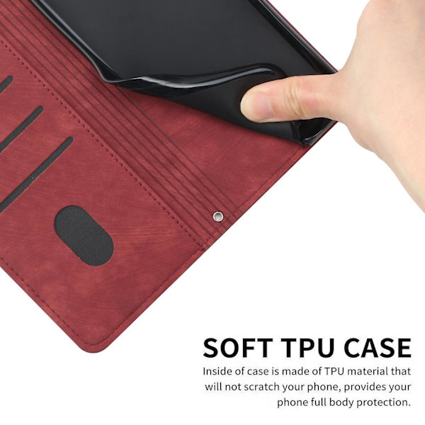 Skin-touch- case för Motorola Moto G54 5g Cover Pu-läderställ Telefonskal Red