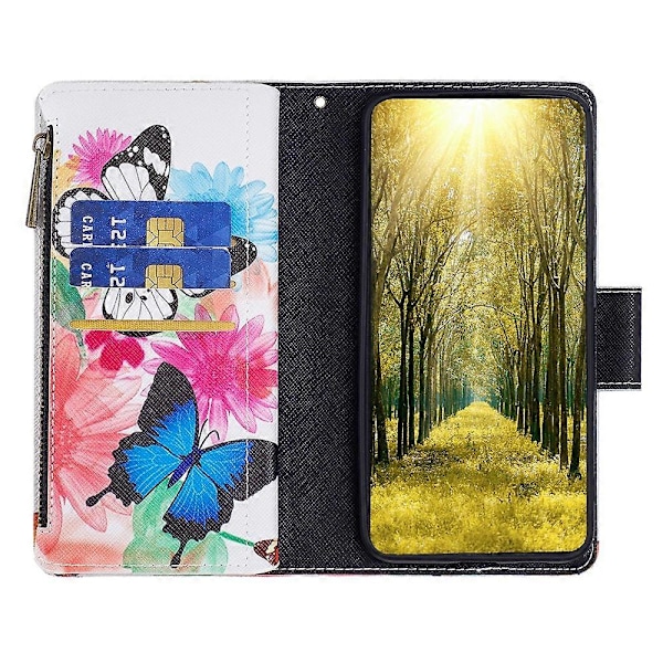 BF03 Telefonfodral för Samsung Galaxy A15 4G Plånboksfodral med Dragkedja i Läder Multicolor Style F