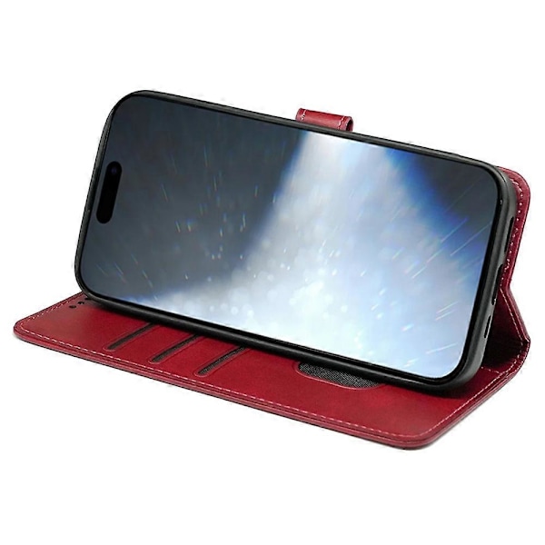 Kalveskinds tekstur læder etui med stativ i bogstil til iPhone 16 Pro Max Multicolor Style B