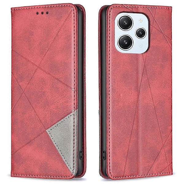 Til Xiaomi Redmi 12 4G Kortholder Mobiltelefon Etui Præget Linje Stativ Læder Telefon Cover Multicolor Style F