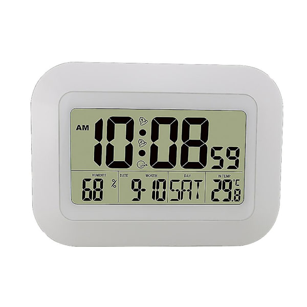 Digital klocka Elektronisk sovrumsklockor Elektronisk väckarklocka Reseväckarklocka White 24.9X18.3X2.3CM