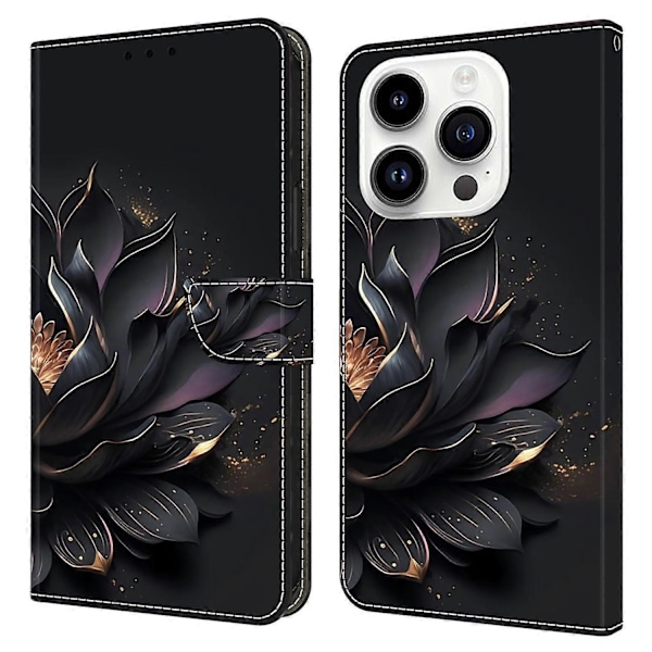 För iPhone 15 Pro Fodral 3D Mönstertryck Läder Plånboksfodral Multicolor Style H