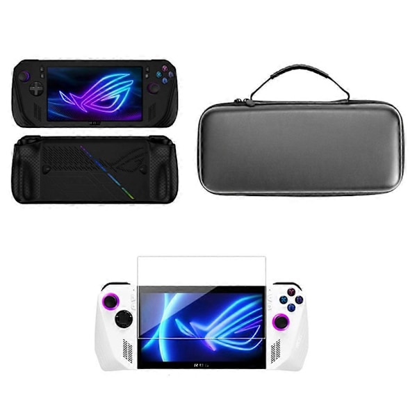 Type A 3-in-1 -paketti Asus ROG Ally X:lle, silikonisuojus, kannettava matkakotelo karkaistulla lasilla Multicolor Style A