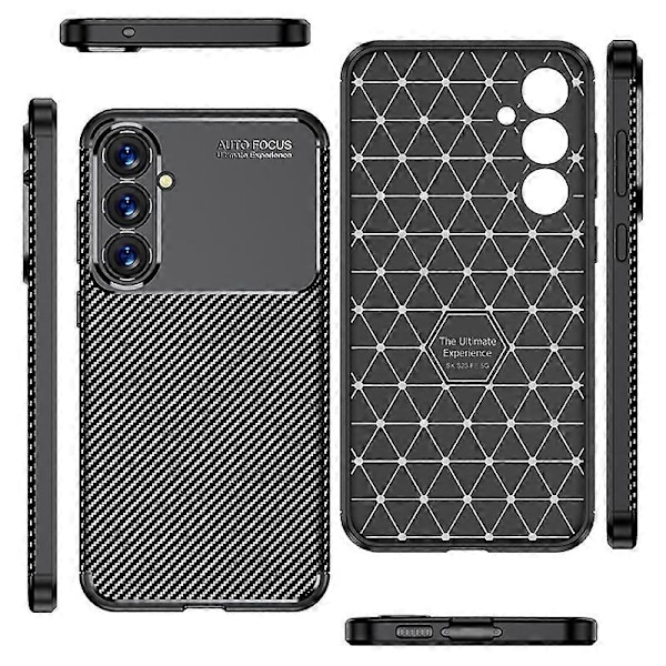 Anti-drop telefoncover til Samsung Galaxy S23 FE, TPU-bagcover med kulfibertekstur