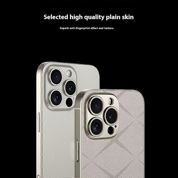 GKK iPhone 16 Pro -kotelo, tekstuuroitu PU-nahkapäällysteinen TPU+PC sormenjälkiä hylkivä puhelinkotelo - Harmaa Multicolor Titanium Grey