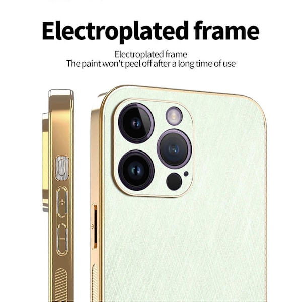 KADEM Deksel til iPhone 14 Pro Max Elektroplettert Silke Tekstur PU+TPU Telefon Bakdeksel Multicolor Green