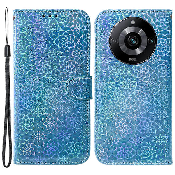 Realme 11 Pro 5g/11 Pro+ 5g/narzo 60 Pro 5g Kotelo Häikäisevä Kukka Kuvio Nahkakansi Blue