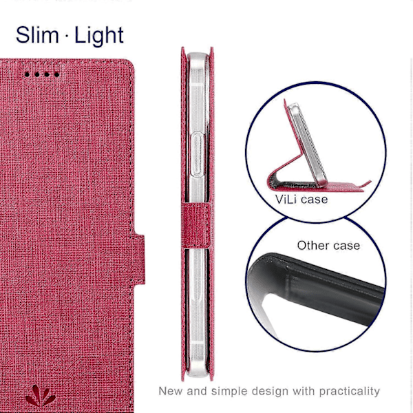 VILI K -sarjan iPhone 15 -kotelo PU-nahkaa, iskunkestävä lompakkopuhelinkotelo Multicolor Style D