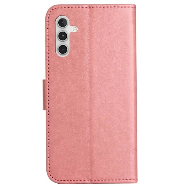 Samsung Galaxy S23 FE PU-nahkakukkaro puhelinkotelo perhos- ja kukkaprintillä, jalustalla Multicolor Style H