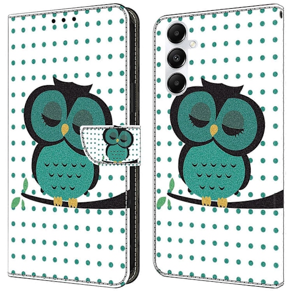 Til Samsung Galaxy A55 5G Mobiltelefon Etui Trykt 3D Mønster Stativ Læder Cover Multicolor Sleeping Owl
