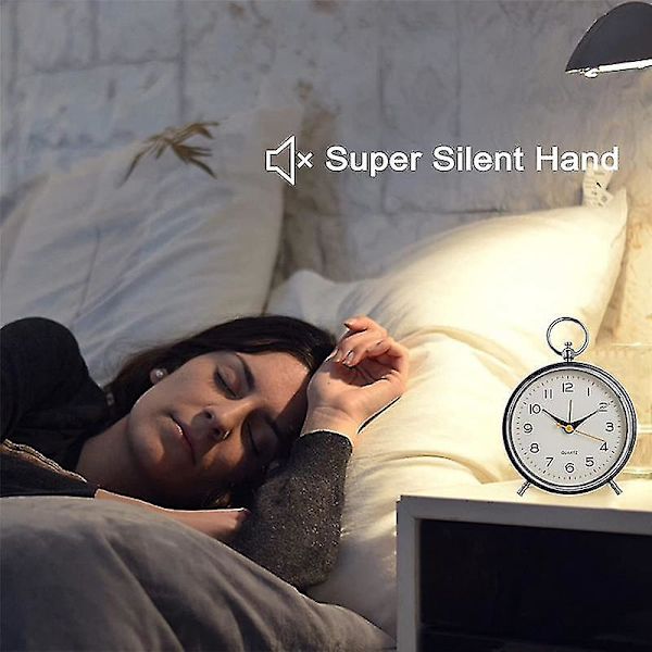 Analog väckarklocka tickar inte med snooze-funktion för barn blå
