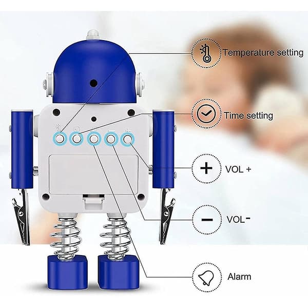 Robot Smart Digital Temperatur Display Skrivbordsklockor Med Snooze Sovrum För Barn Present (grön)