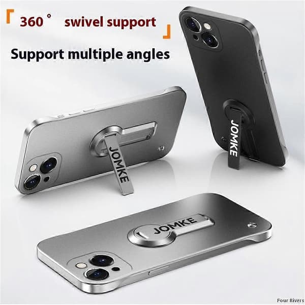 Til iPhone 14 Cover Hård PC Ramløs Bagefarve Støtteben Telefon Cover Multicolor Style E