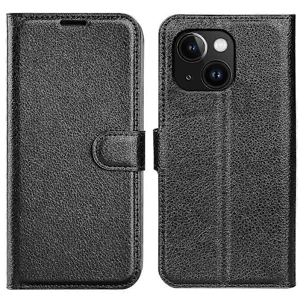 Puhelinlaukku jalustalla iPhone 15 Plus -puhelimelle, PU-nahkainen lompakkokotelo Multicolor Style A