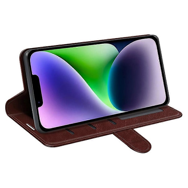 PU Læder Stand Telefon Cover Wallet Folio Flip Cover til iPhone 15 Plus Multicolor Style D