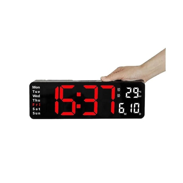 13 tum Display Led Digital Väggklocka Fjärrkontroll Bord Väckarklocka Datum Vecka Timer Automatisk Di