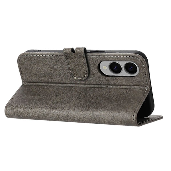 Til Samsung Galaxy S25 Edge Etui Glad Kat Mønster Præget Læder Wallet Telefon Cover Multicolor Grey