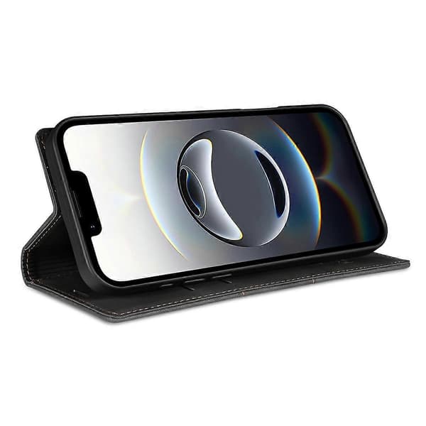Til iPhone 16e Wallet Case Magnetisk Lukning Læder Telefon Cover Multicolor Black