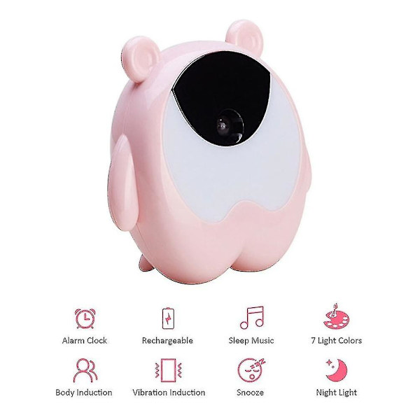 Natlampe Vækkeur Kropsalarm & Vibrationsinduktion 3w Kreativt Tidslys Vækkeur Børneværelse Smart Timer Sengelampe Natlampe Studerende