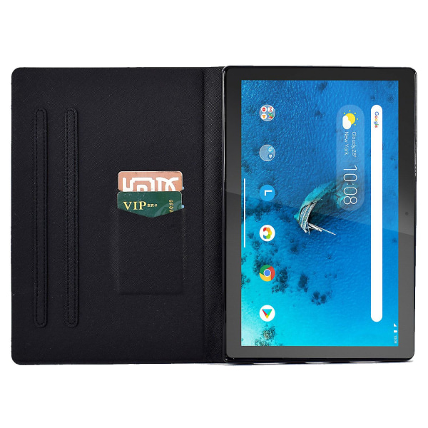 Case för Lenovo Tab M10 (gen 3) Pu Leather Flip Cover Printed Tablet Stand Case med kortplatser Leaf