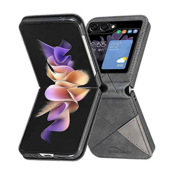 BINFEN COLOR Deksel til Samsung Galaxy Z Flip5 5G PU-lær+PC med trykt mønster Multicolor Style B
