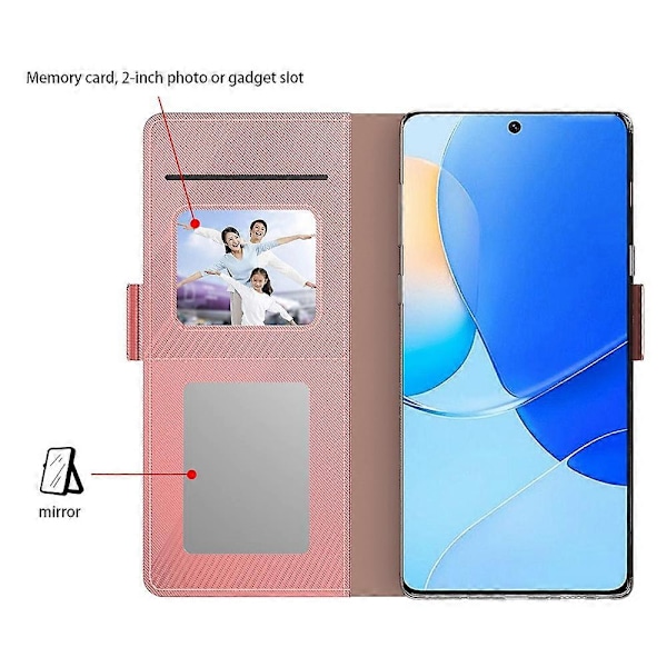 Til vivo V30e 5G Etui PU Læder Folio Flip Telefon Cover med Spejl Multicolor Style C
