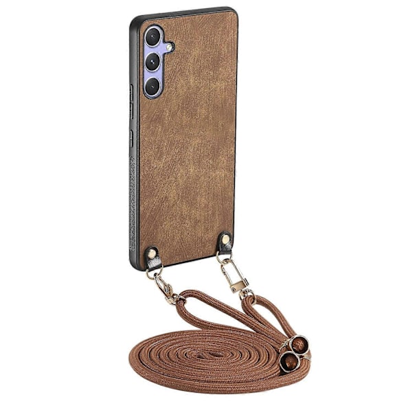 Retro skinndeksel til Samsung Galaxy A06s med justerbar stropp Multicolor Brown
