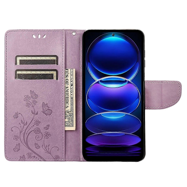 Xiaomi Redmi Note 12 Pro+ 5G -puhelimen suojakotelo, PU-nahkaa, kukka- ja perhoskuviointi, lompakkokotelo Multicolor Style H