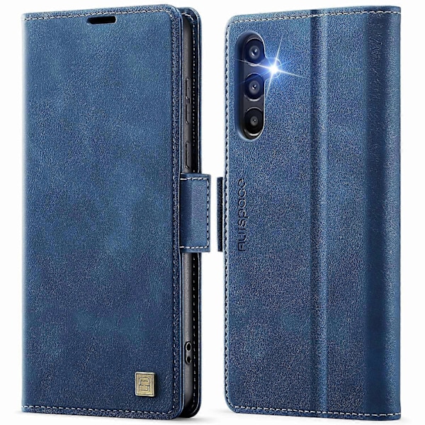 För Samsung Galaxy A55 5G Fodral AUTSPACE A11 RFID-blockerande Retro Läder Mobiltelefon Plånboksfodral Multicolor Blue