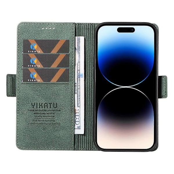 YIKATU YK-005 PU Läder Telefonfodral för iPhone 15 Pro Max, Hudvänligt Stötsäkert Plånboksfodral med Ställ Multicolor Style D