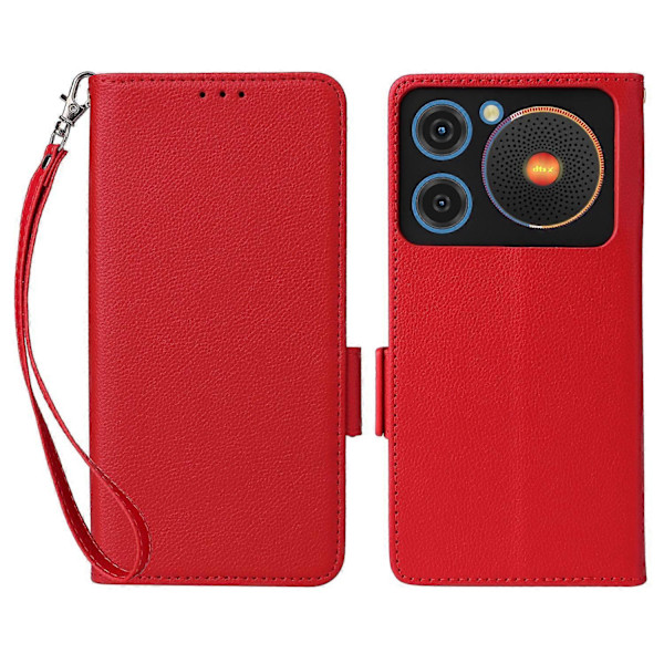 Til ZTE nubia Music Case Litchi Tekstur PU Læder Wallet Flip Telefon Cover - Grå Multicolor Red