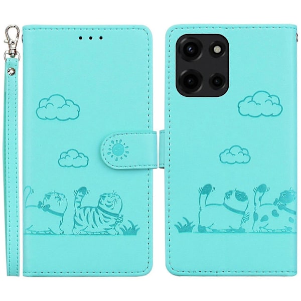 Til Motorola Moto G 5G (2025) Etui RFID-blokering Killingemønster TPU+PU Læder Telefoncover Multicolor Green