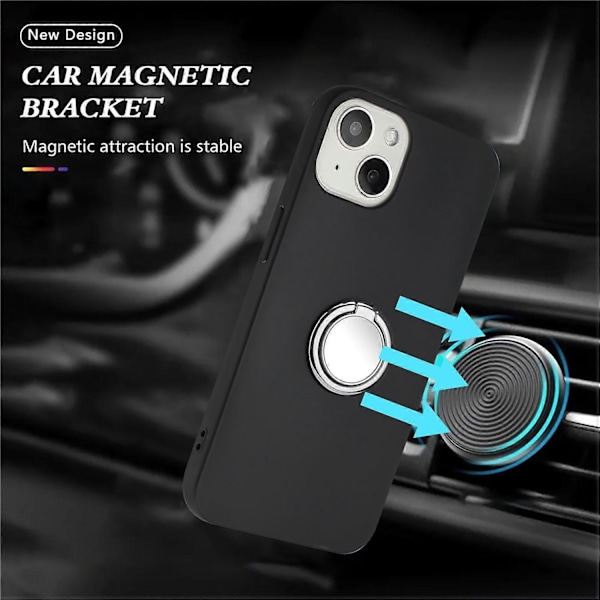 Skyddsskal för iPhone 15 Smartphone med Spegelliknande Ringstativ, Matt TPU-fodral Multicolor Style A