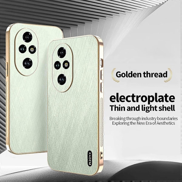KADEM Deksel til Honor 200 Pro 5G Elektroplettert Silke Tekstur PU+TPU Telefon Bakdeksel Multicolor Green