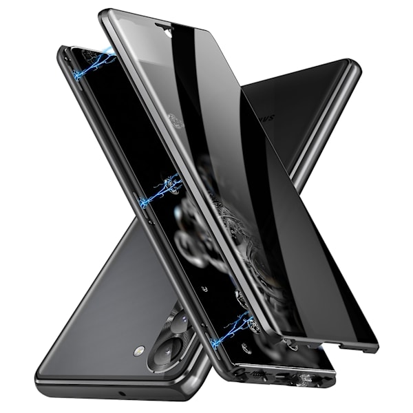För Samsung Galaxy S24 Case Anti-spion dubbelsidigt härdat cover med metallram Black