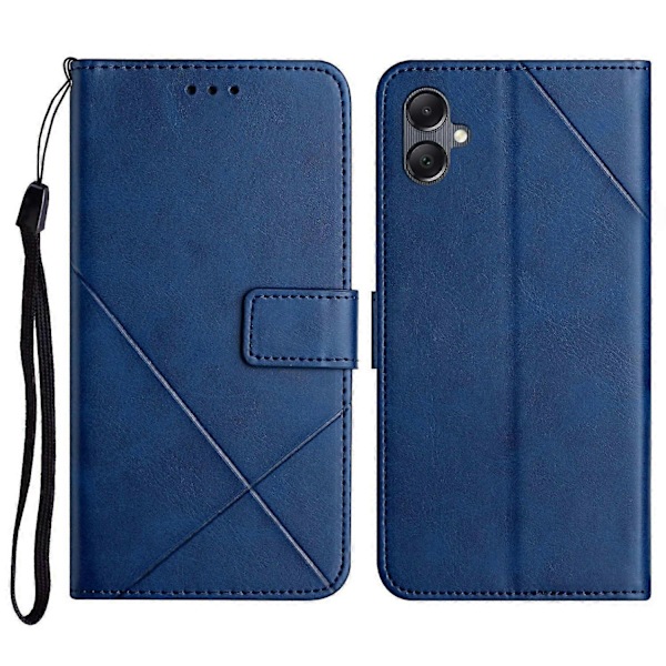 Læderetui med linjemønster til Samsung Galaxy A06, tegnebog telefoncover - Sort Multicolor Blue