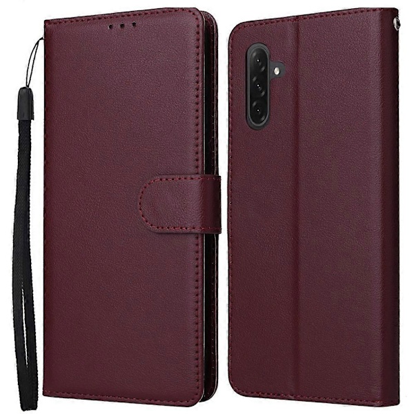 Samsung Galaxy A26 5G -kotelo, lompakkomallinen, jalustalla, PU-nahkainen puhelinkotelo - Musta Multicolor Wine Red