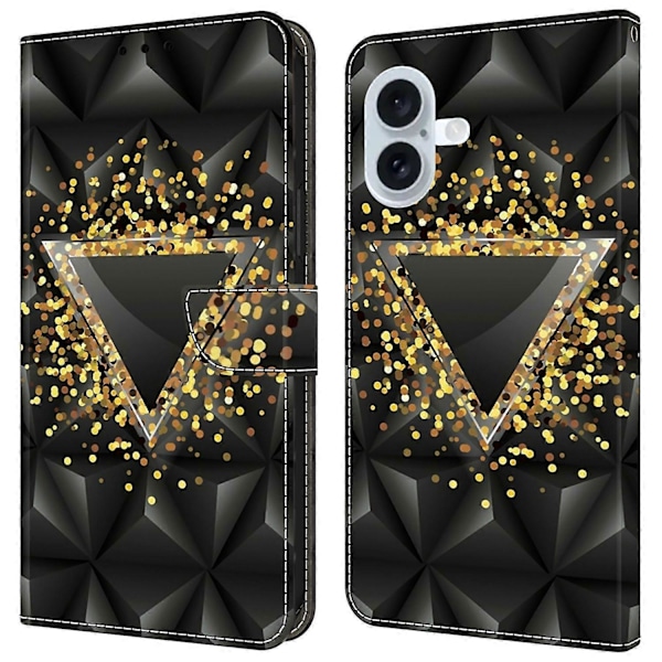 iPhone 16 -kotelo PU-nahkainen lompakkokotelo jalustalla Multicolor Style B