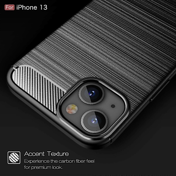 Modeborstat flexibelt mjukt TPU anti-repskyddsfodral i kolfiber för iPhone 13 6,1 tum