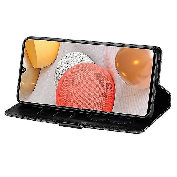 Flash Powder Lynlåslommepung Flip Læder Telefon Cover med Rem til Samsung Galaxy A12 Multicolor Style A