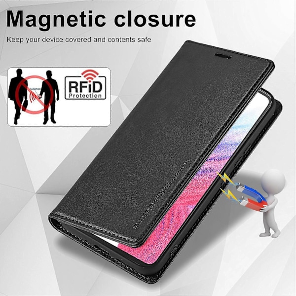 LC.IMEEKE Fodral för Samsung Galaxy S24 Magnetiskt RFID-skydd Plånboksfodral - Multicolor Black