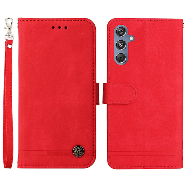 För Samsung Galaxy F34 5g/m34 5g Imprinted Lines Stand Cover Anti-drop Pu Läder Phone case Red