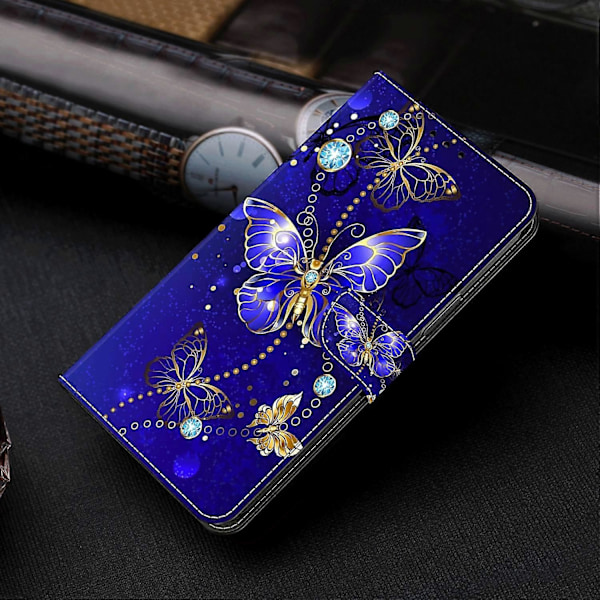 Wallet Case til Samsung Galaxy A52 4G/5G/A52s 5G, PU Læder Stand 3D Mønster Print Telefon Cover Multicolor Diamond Butterfly
