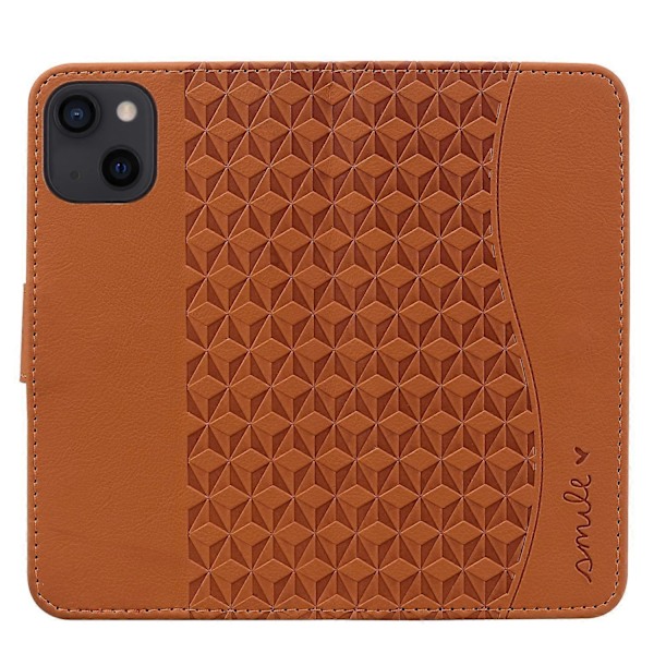 Til iPhone 15 Plus Cover Rhombus Prægning Business Læder Telefon Cover med Wallet Stand Multicolor Style C
