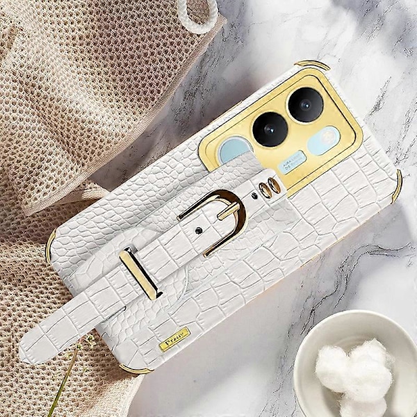 vivo S17 5G PU-nahkapäällysteinen TPU-kotelo rannekkeella ja jalustalla, galvanoidulla puhelinkuorella Multicolor Style A
