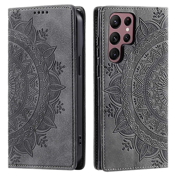 Til Samsung Galaxy S24 Ultra Etui Magnetisk Auto Luk Læder Cover - Multicolor Grey