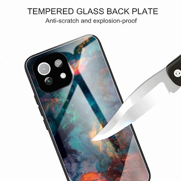 Mönstertryckt Härdat Glas+TPU Skydd Hybrid Skal Fodral för Xiaomi Mi 11 Lite